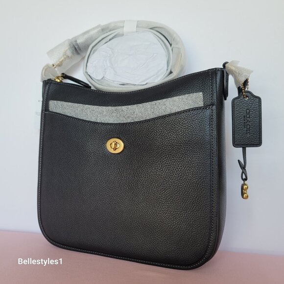 COACH Chaise Pebbled Leather Crossbody Bag- Black color ⭐ - Picture 3 of 16